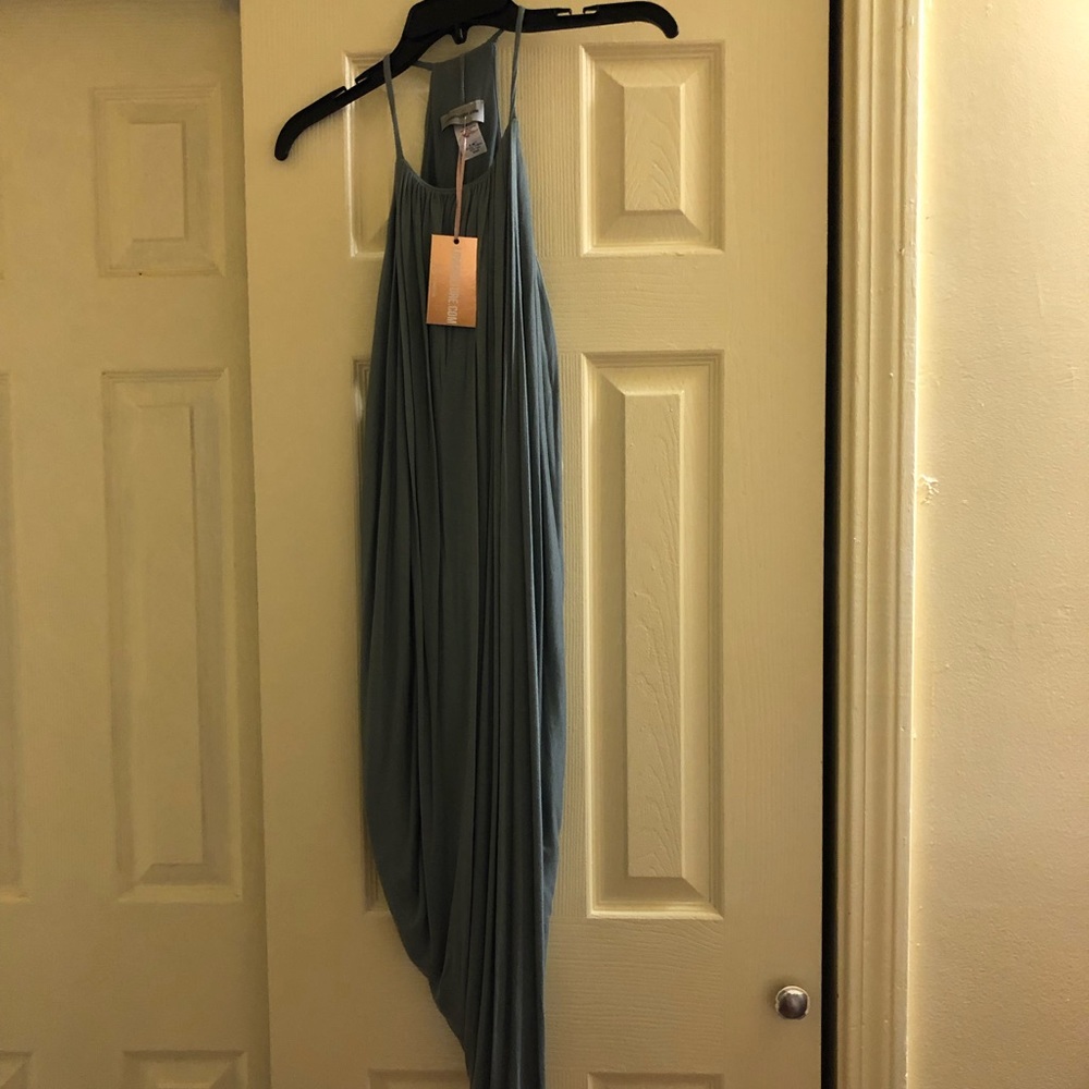 Sage green scrunch dress.